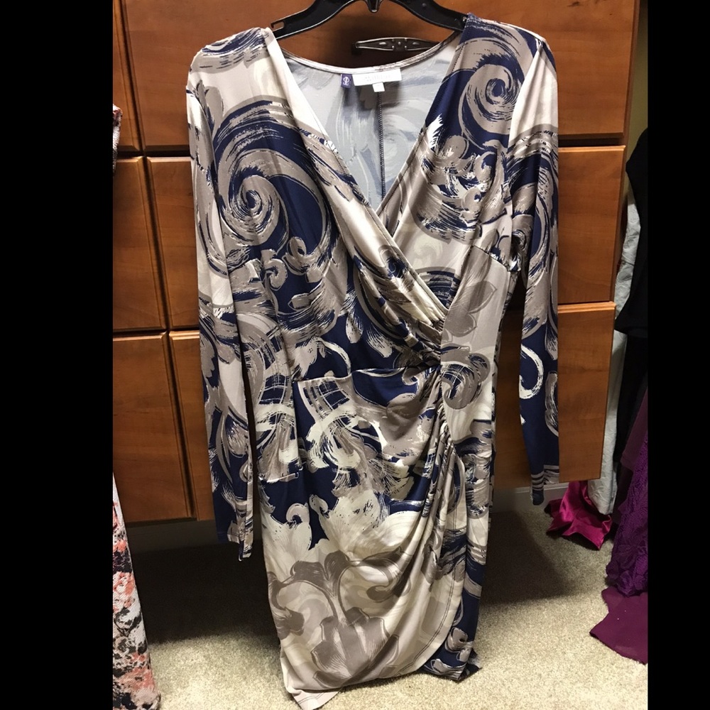 Navy and beige dress